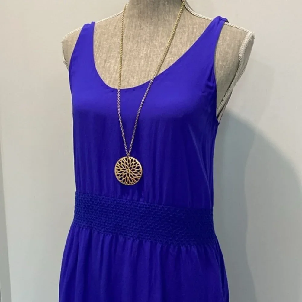 Aritzia Royal Blue Mini Silk Slip Dress - Picture 2 of 13